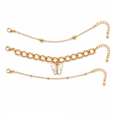 Gold Butterfly Anklet Set