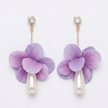 Purple Floral Drop Earrings