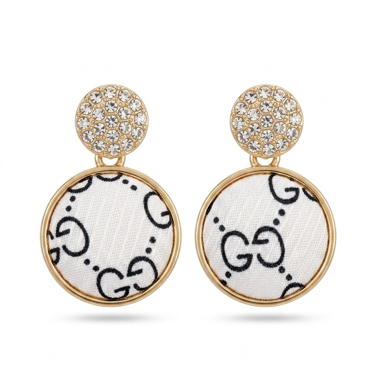 Crystal Embellished Logo Earrings