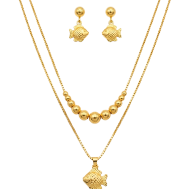 Gold Fish Pendant Jewelry Set