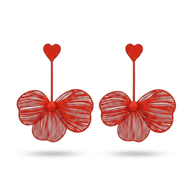 Red Floral Drop Earrings