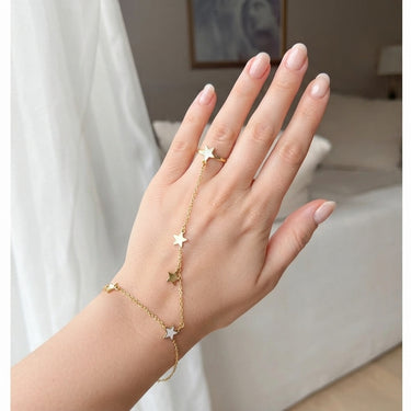 Gold Star Hand Chain Bracelet