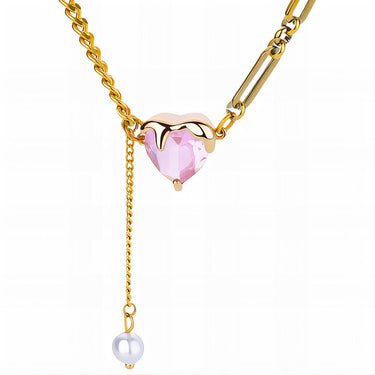 Suna pink hearted necklace