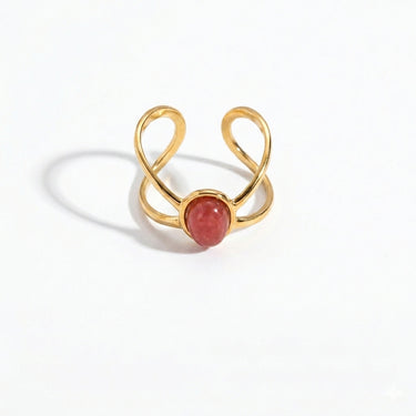 Gold-Plated Red Stone Adjustable Ring
