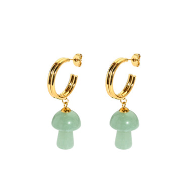 Gold Hoop Mushroom Earrings