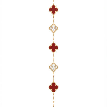 Red Clover Motif Gold Bracelet