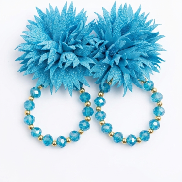 Ensemble de boucles d'oreilles à motif floral bleu