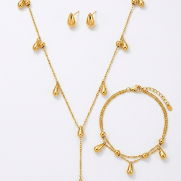 Gold Teardrop Jewelry Set