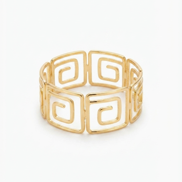 Gold Geometric Greek cuff Bracelet