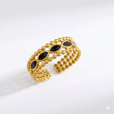 Elegant black stone accent ring