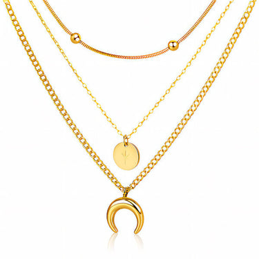 Crescent Moon & Disc Necklace