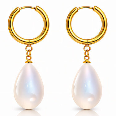 Gold Hoop Pearl Drop Earrings