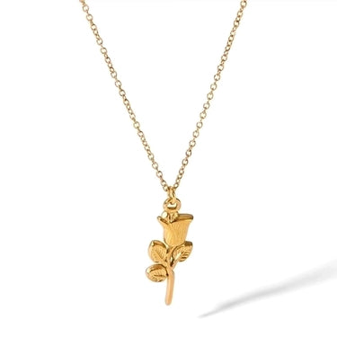 Gold Rose Pendant Necklace