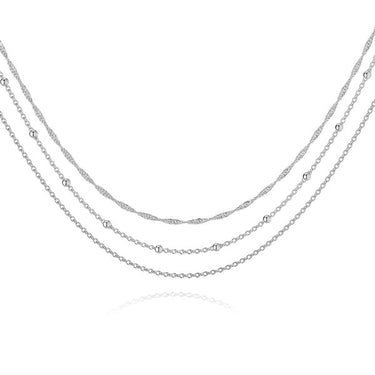Triad Layered Silver Necklace