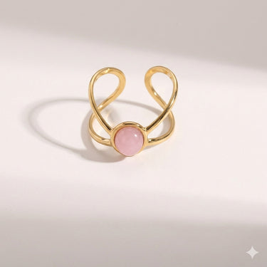 Gold Pink Stone Adjustable Ring