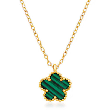 Malachite gold Clover Necklace