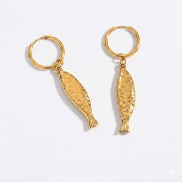 Gold Fish Dangle Earrings