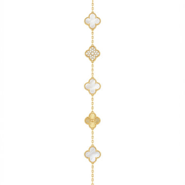 White Clover Motif Gold Bracelet
