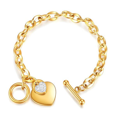 Gold Heart Charm Bracelet